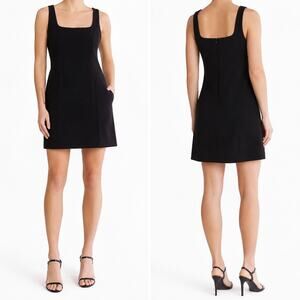 WAYF Black Sleeveless Mini Sheath Dress Empire Waist Pockets